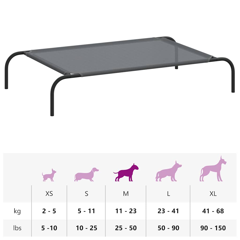 paaukštinta šunų lova, pilka 110x65x20 cm tekstilės ir plieno