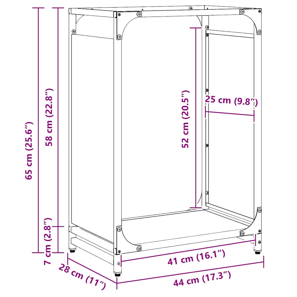 Stovas malkoms, 44x28x65 cm, šaltai valcuotas plienas