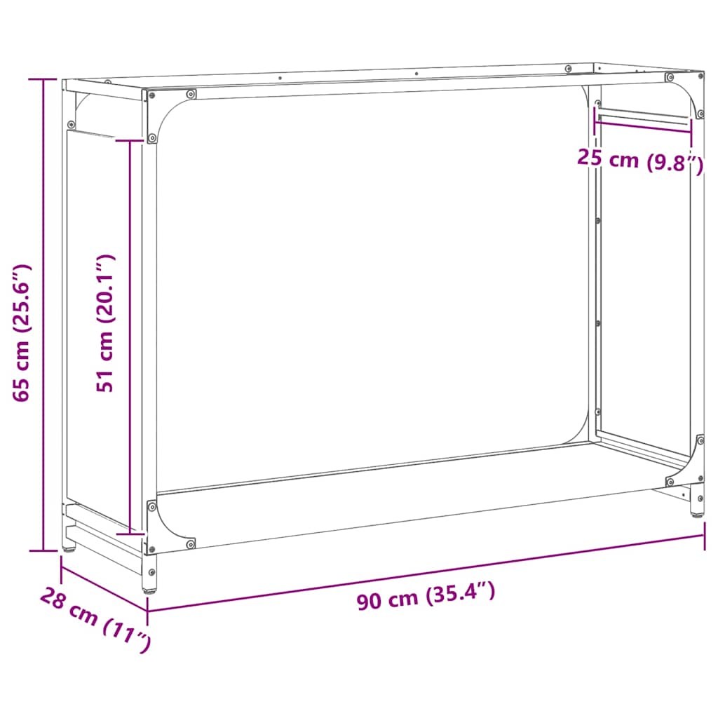 Stovas malkoms, juodos, 90x28x65 cm, šaltai valcuotas plienas