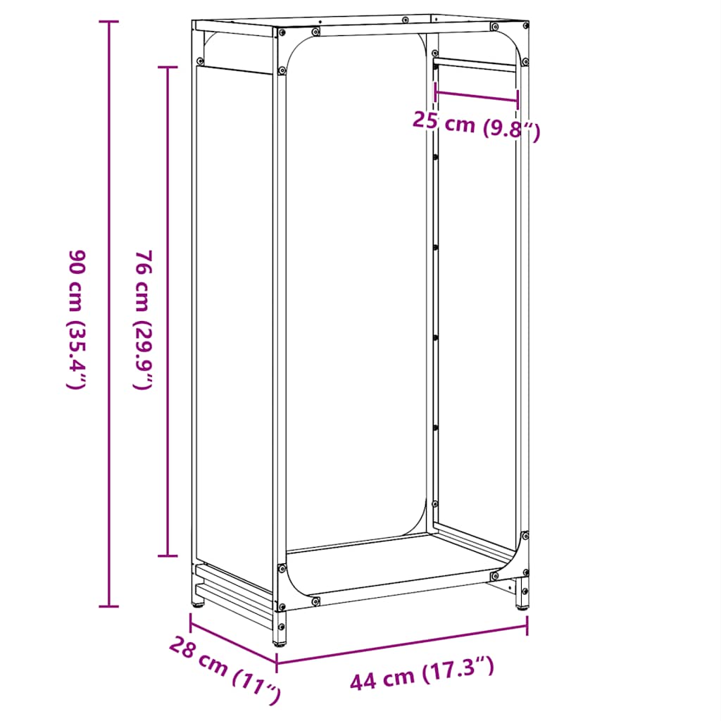 Stovas malkoms, 44x28x90 cm, šaltai valcuotas plienas
