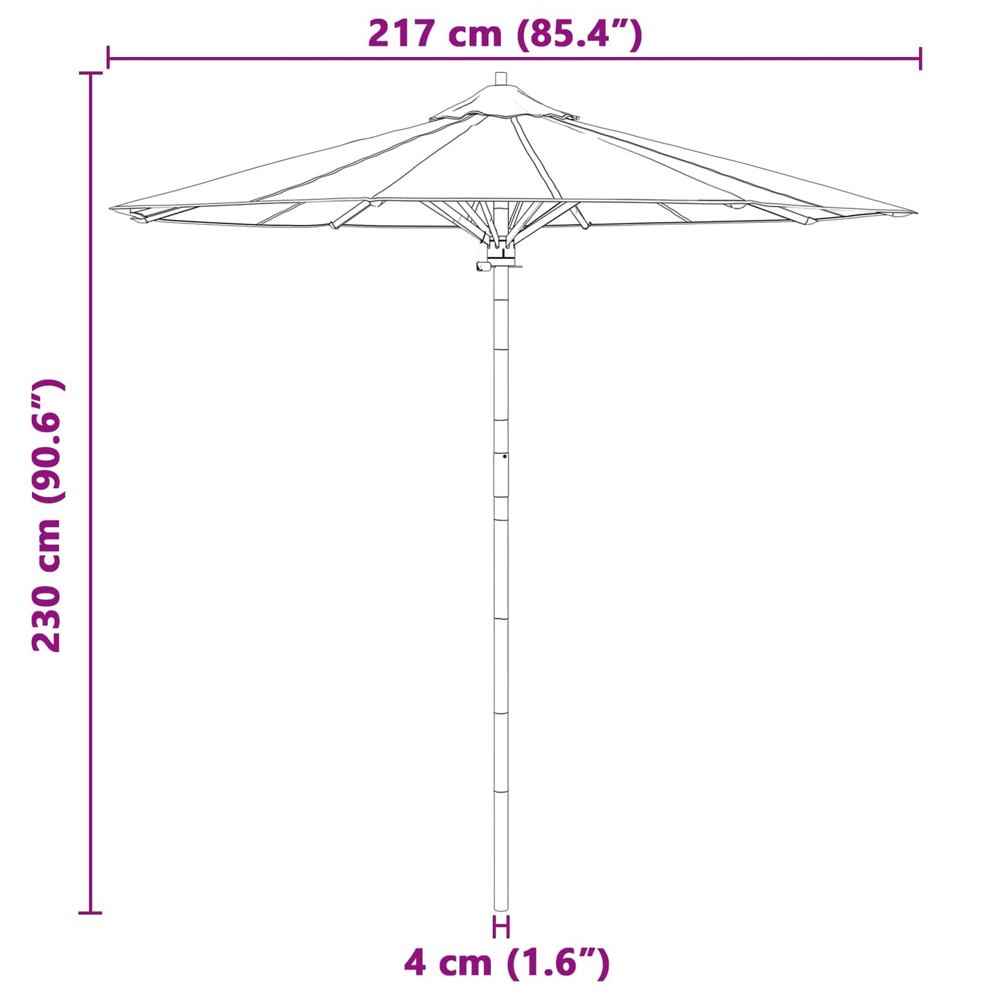 Sodo parasolis kreminės spalvos 217x230 cm bambuko