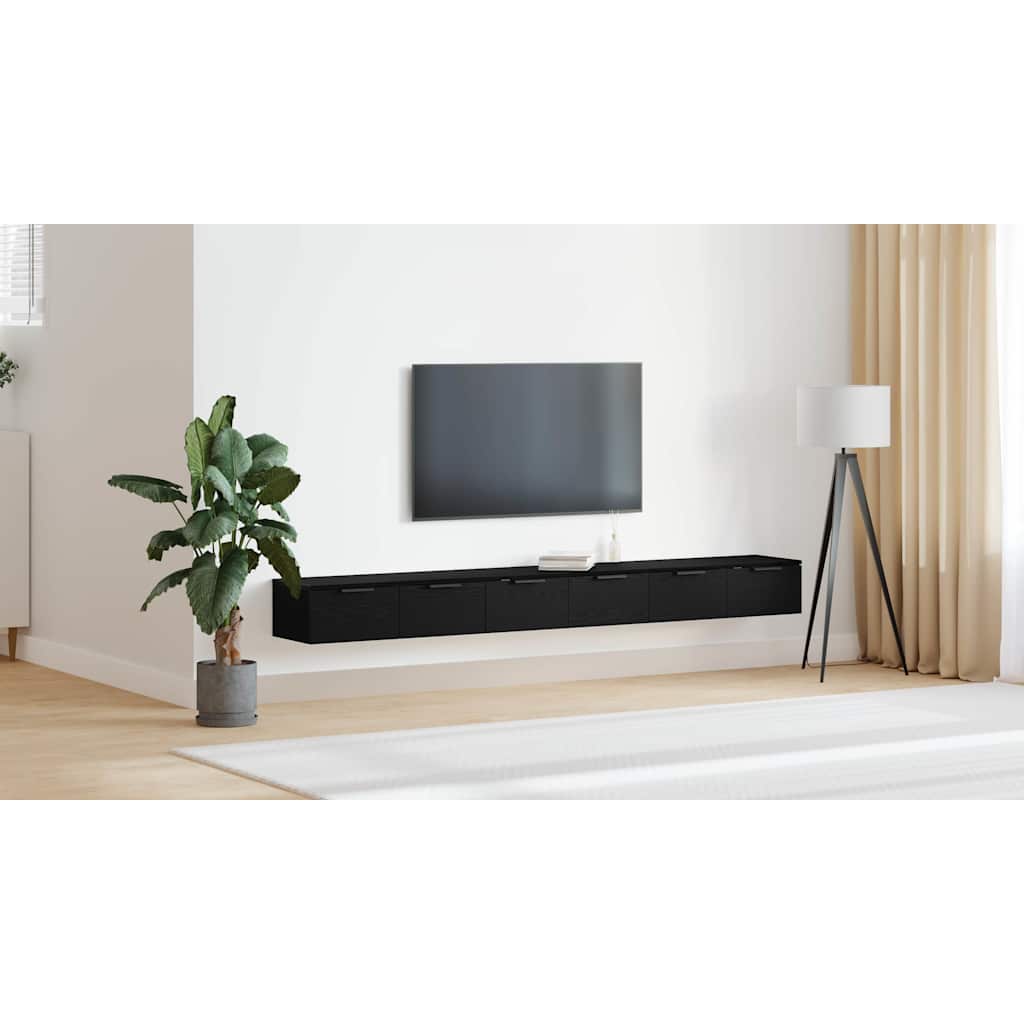 sieninės spintos 2 vnt Juodas ąžuolas 204x30x20 cm Inžinerinė mediena