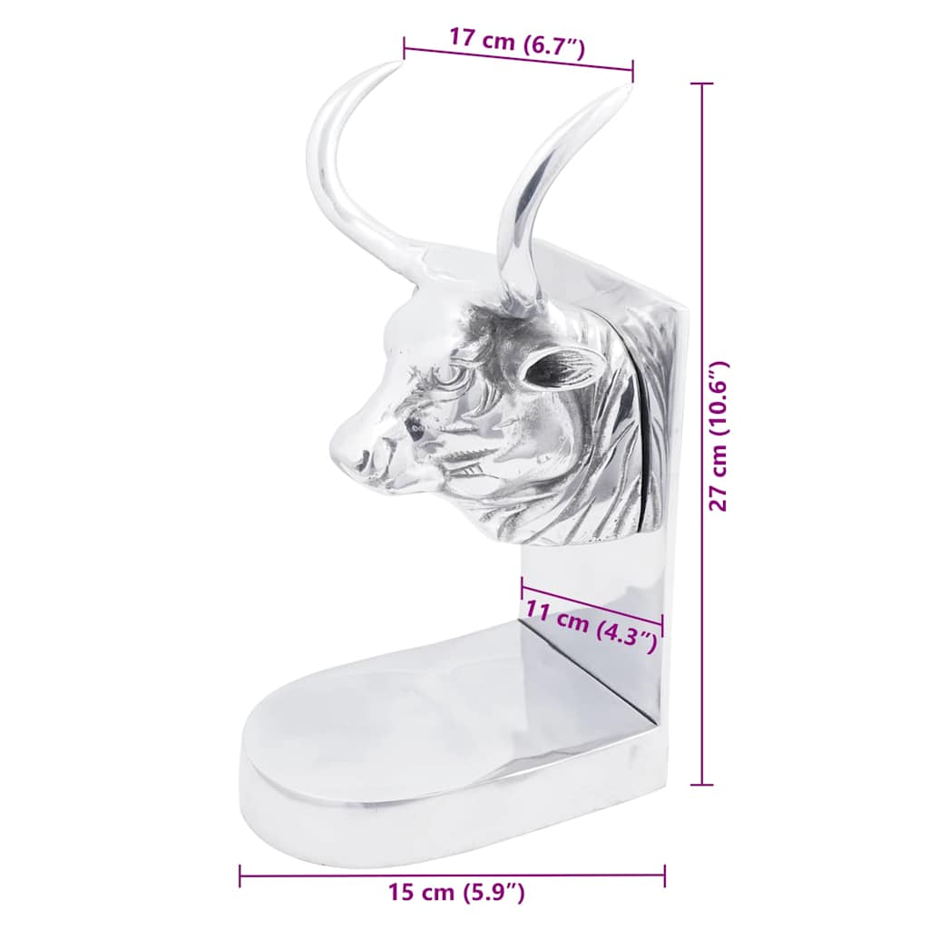 Knygų atramos 2 vnt Sidabrinė 17x15x27 cm Aliuminis Bull