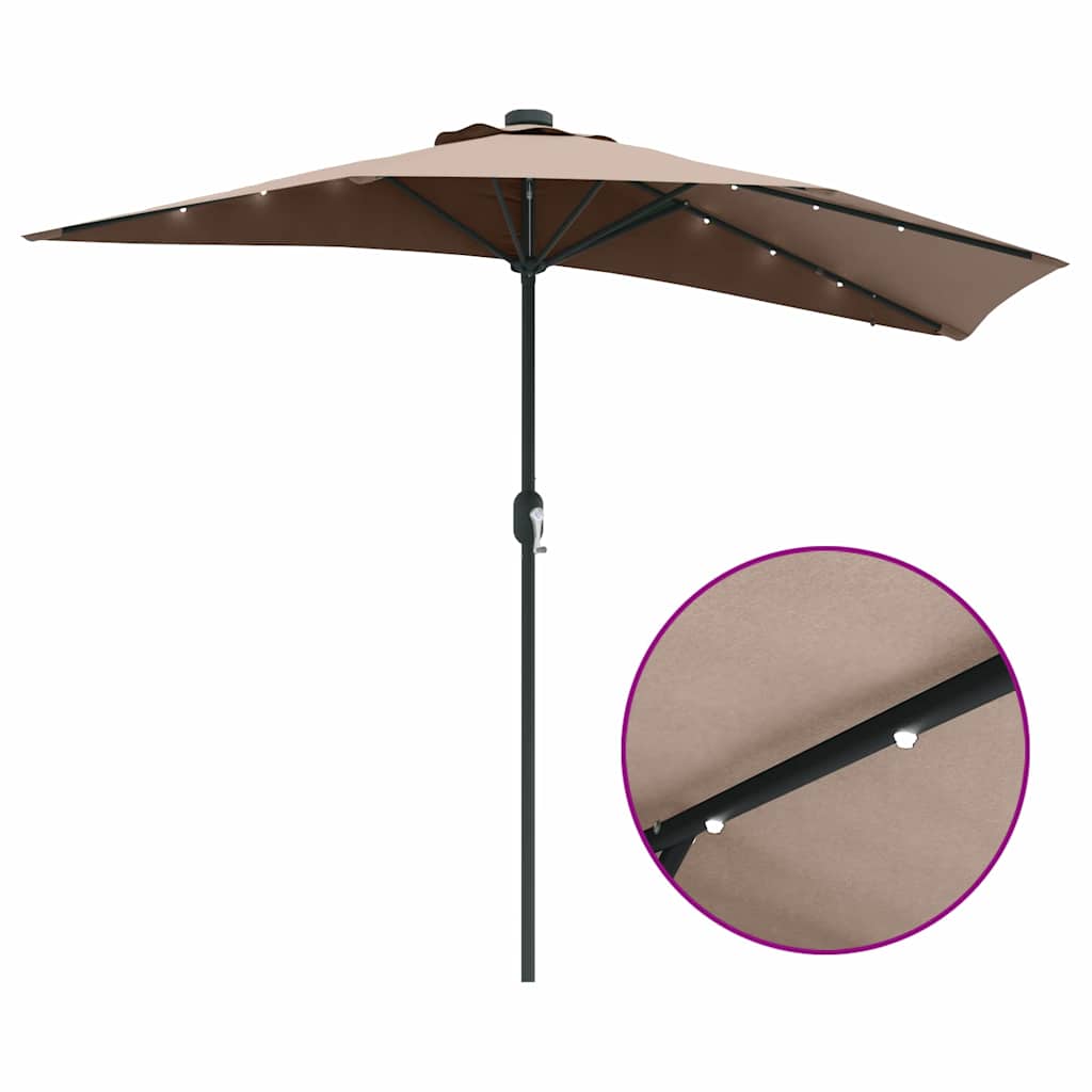 Sodo skėtis Taupe 294 x 150 x 223 cm Poliesteris ir plienas