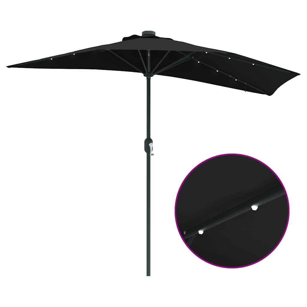 Sodo skėtis Juoda 294 x 150 x 223 cm Poliesteris ir plienas