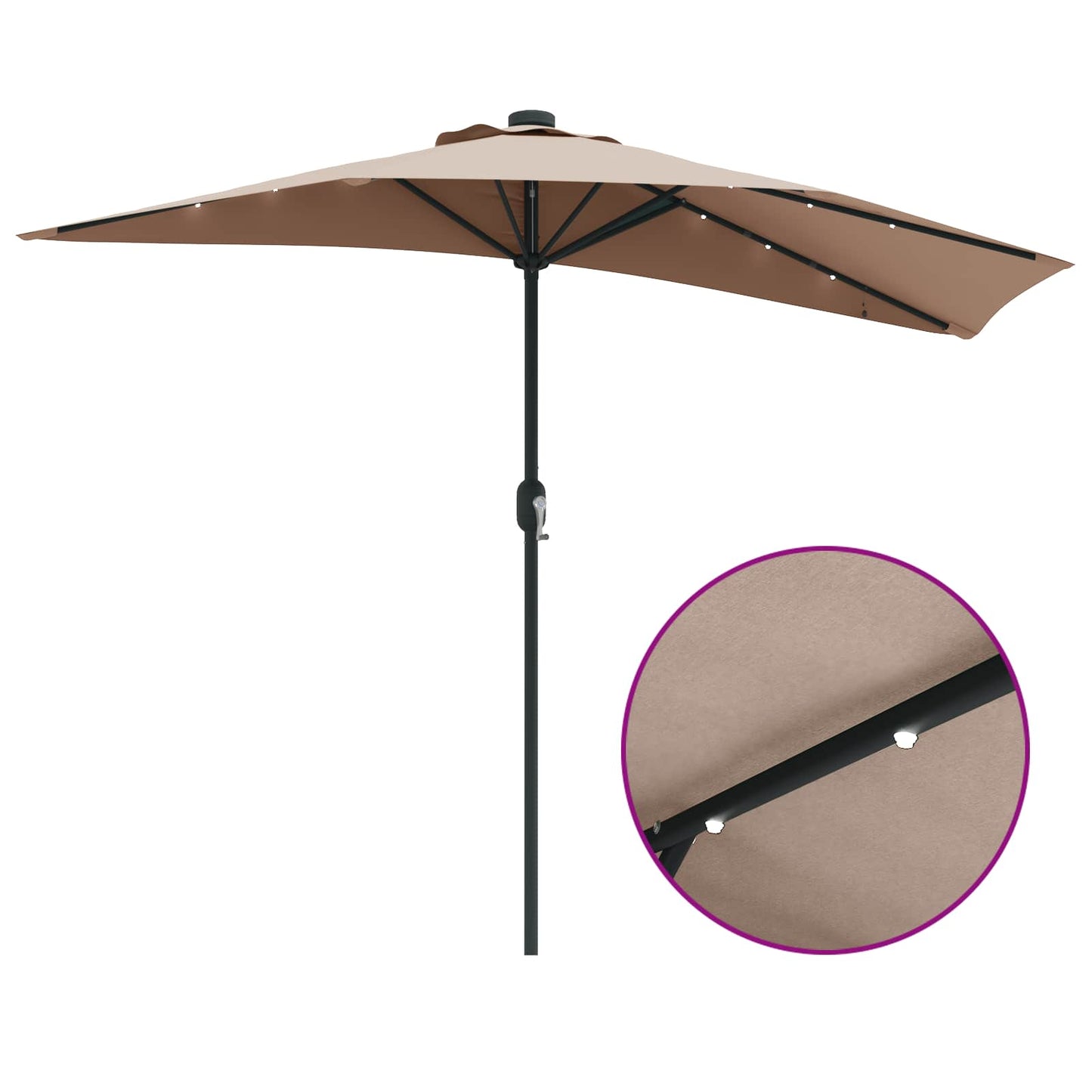 Sodo skėtis Taupe 294 x 150 x 224 cm Poliesteris ir plienas