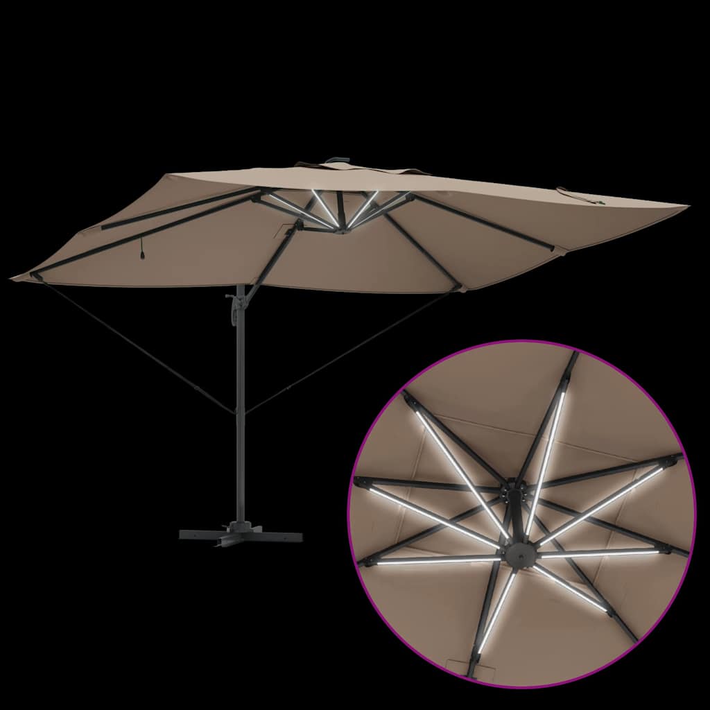 Konsolinis Roma parasolis su LED Taupe 352x251x265 cm Aliuminis