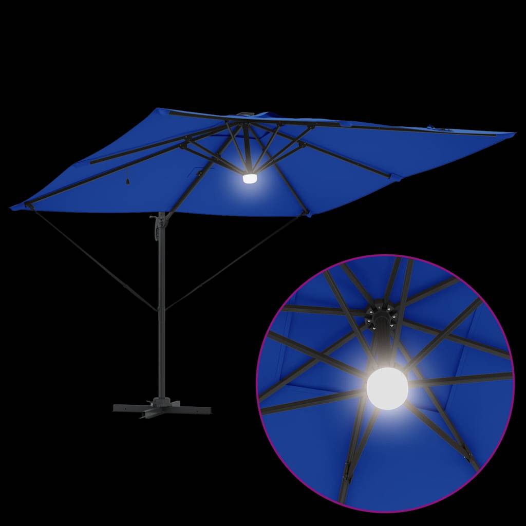 Kėlimo Roma Parasolis su LED Mėlyna 286x285x270 cm Aliuminis