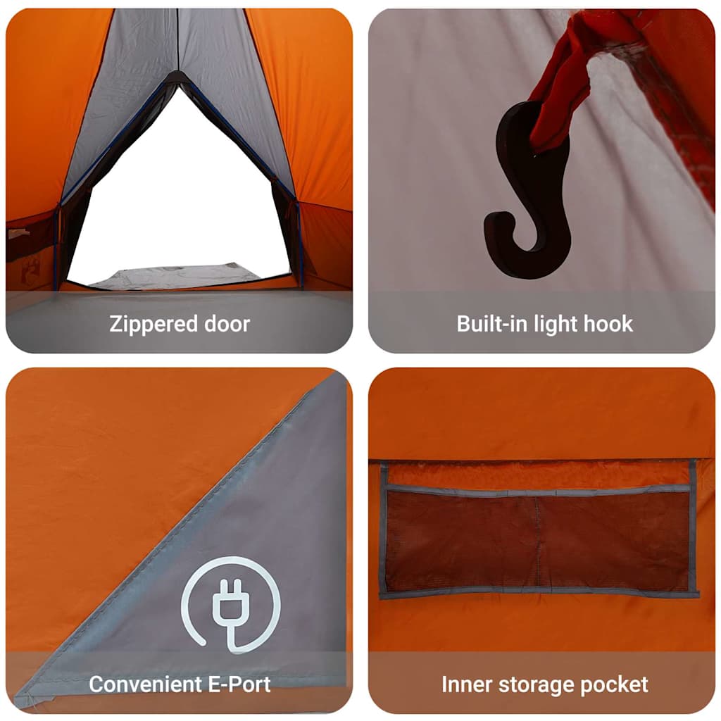 Teepee palapinė su stogu Pilka ir oranžinė 490 x 410 x 210 cm
