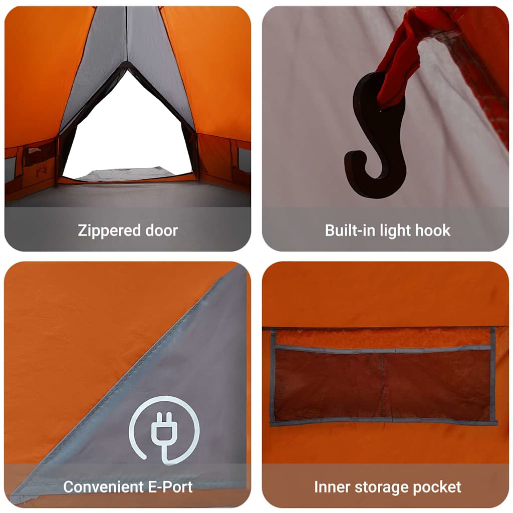 Teepee palapinė su stogu Pilka ir oranžinė 490 x 410 x 210 cm