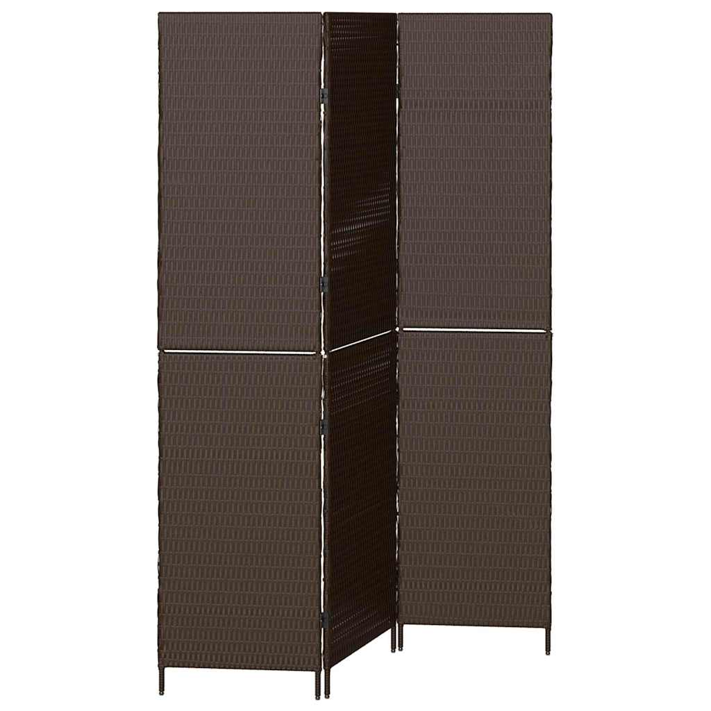 Kambario Separatorius 3 Paneliai Sulankstomas Rudas 146x180 cm Poli Ratanas