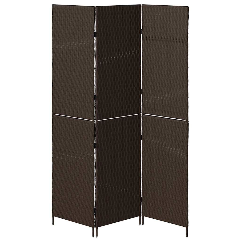 Kambario Separatorius 3 Paneliai Sulankstomas Rudas 146x180 cm Poli Ratanas