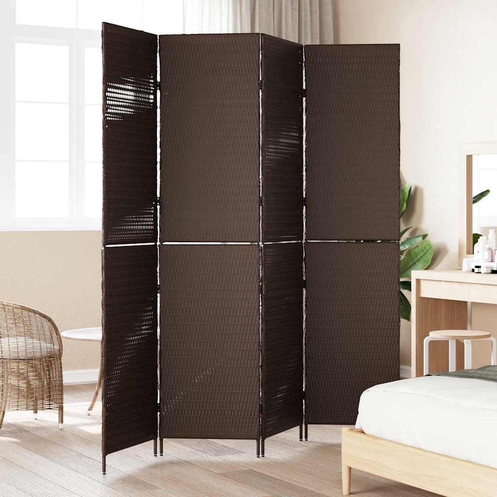 Kambario Pertvara 4 Skydeliai Sulankstoma Ruda 195x180 cm Poli Ratanas