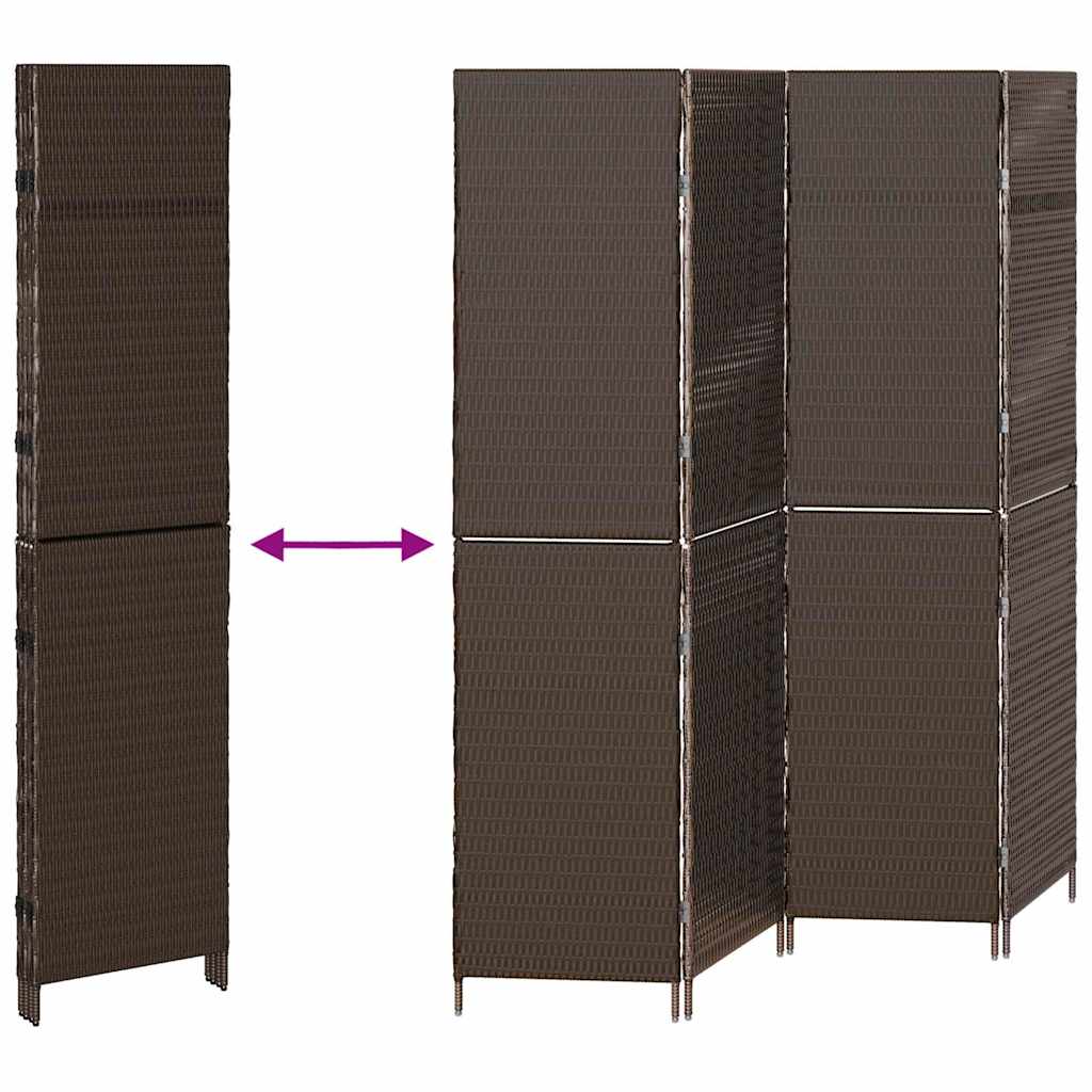Kambario Pertvara 4 Skydeliai Sulankstoma Ruda 195x180 cm Poli Ratanas