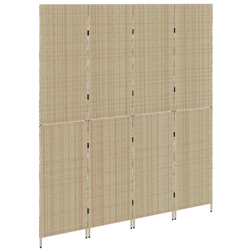 Kambario Dalis 4 Lietimo Panelės Sulankstomos Smėlio 196x200 cm Poli Ratanas