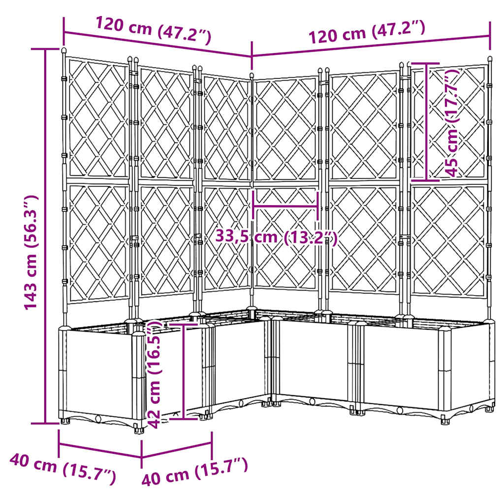 Sodo vazonas 5 pcs Ruda 120 x 120 x 143 cm Plastmasė