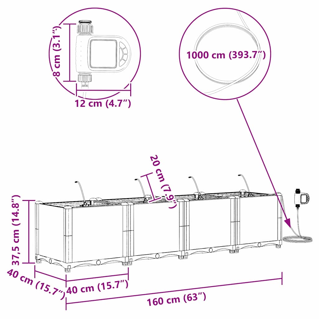 Sodo vazonas 4 pcs Juodas Plastmasė