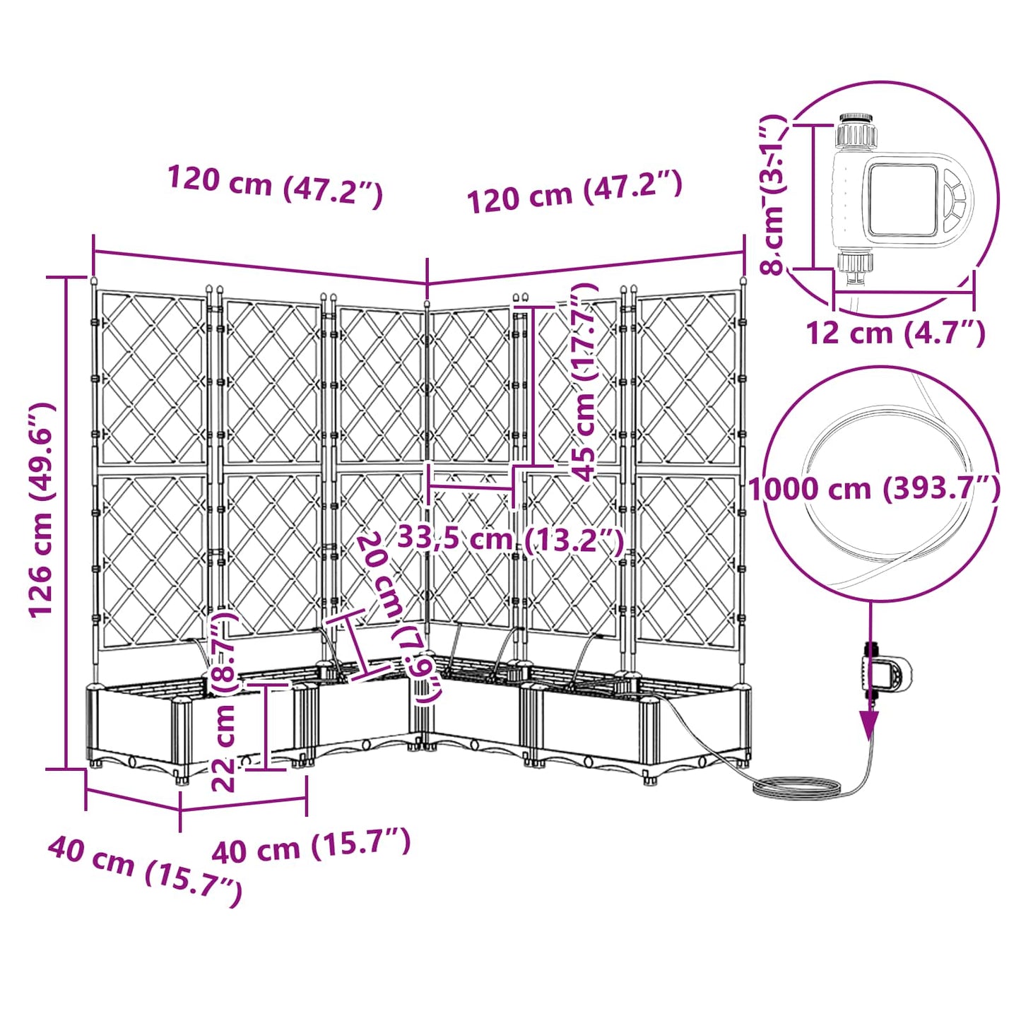 Sodo sodinukai Pilka 120 x 120 x 126 cm Plienas