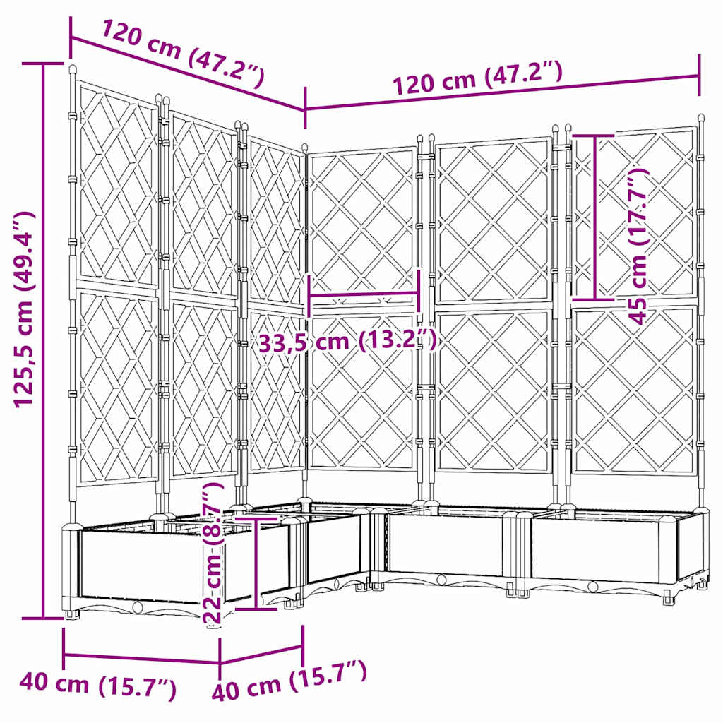Sodo vazonas 5 pcs Baltas 120 x 120 x 125,5 cm Plastmasė