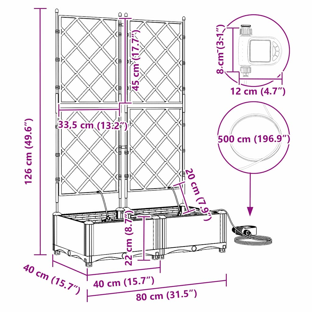 Sodo vazonas 2 pcs Baltas Plastmasė