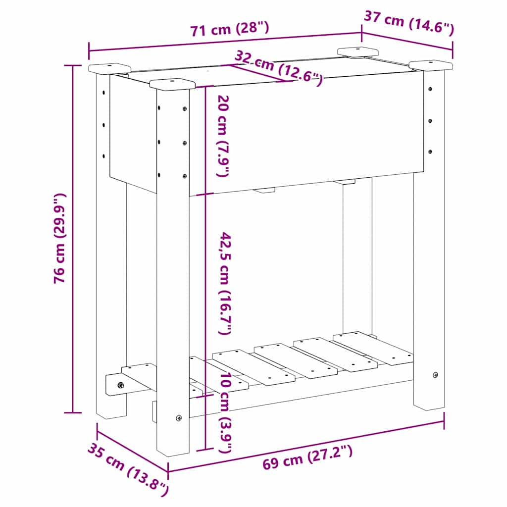 Sodo vazonas Smėlio 71 x 37 x 76,5 cm Kietasis pušinis medis