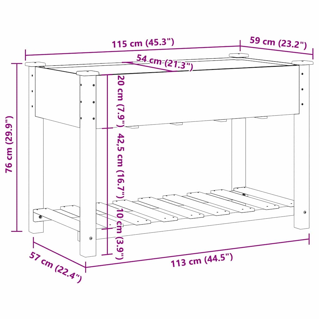 Sodo vazonas Smėlio 115 x 59 x 76,5 cm Kietasis pušinis medis