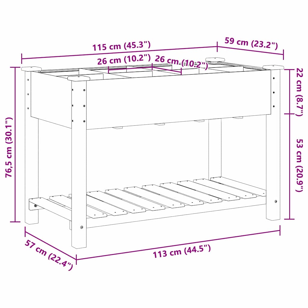 Sodo vazonas Smėlio 115 x 59 x 76,5 cm Kietasis pušinis medis