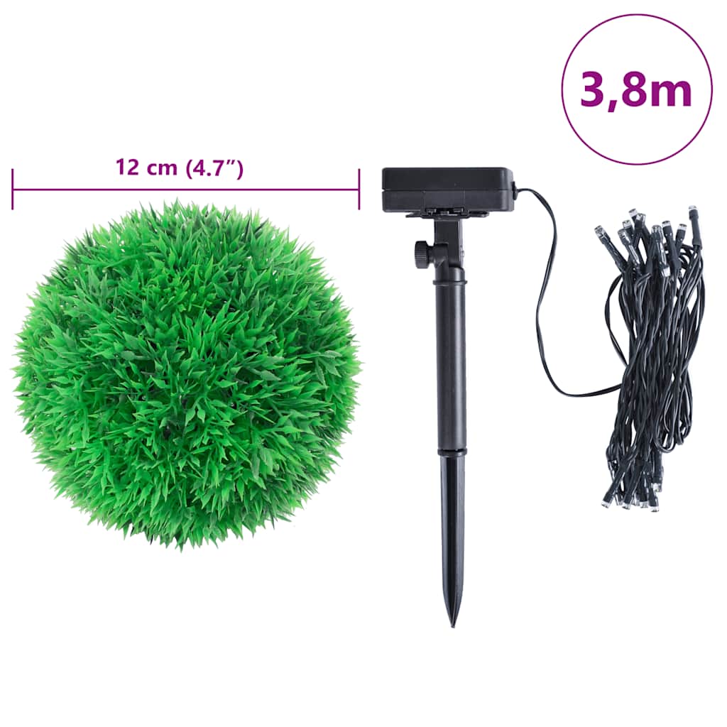 Dirbtiniai buksmedžio krūmai su LED lemputėmis 4vnt. žalia 12cm