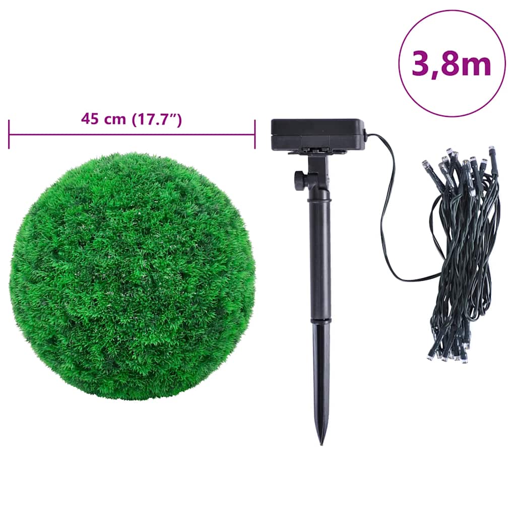 Dirbtiniai buksmedžio krūmai su LED lemputėmis 2vnt. žalia 45cm