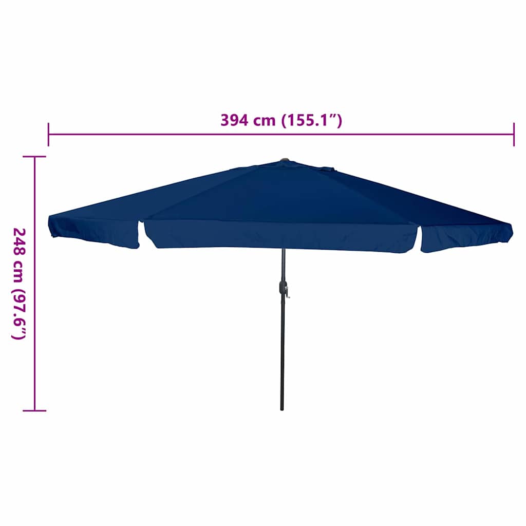 Sodo skėtis 394 x 394 x 248 cm Poliesteris ir plienas Azurblau