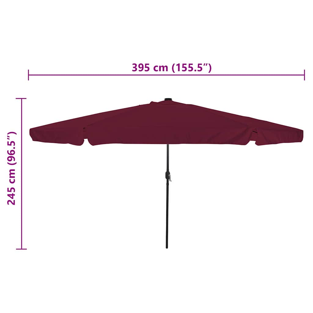 Sodo skėtis 395 x 395 x 245 cm Poliesteris Apvali Bordo raudona