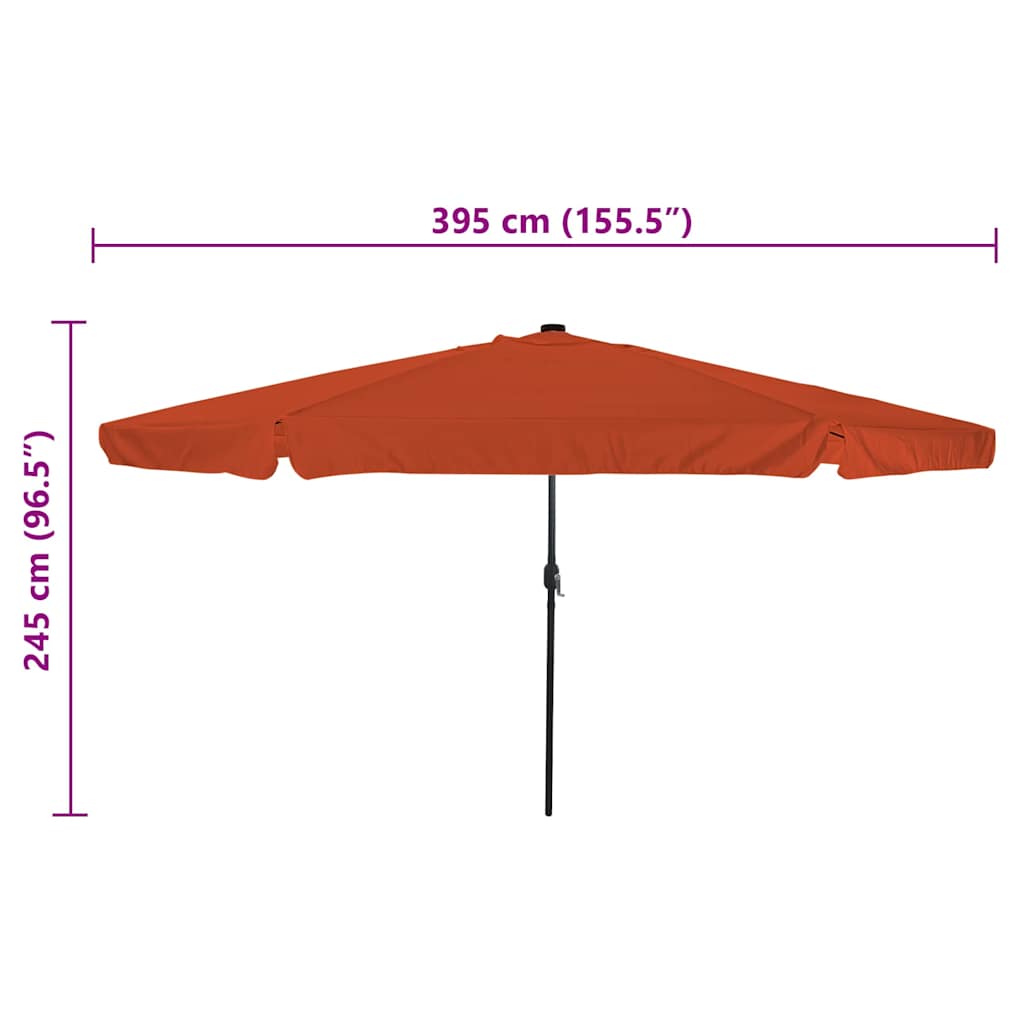 Sodo Skėtis su LED Šviesom ø395x245 cm Terrakotos