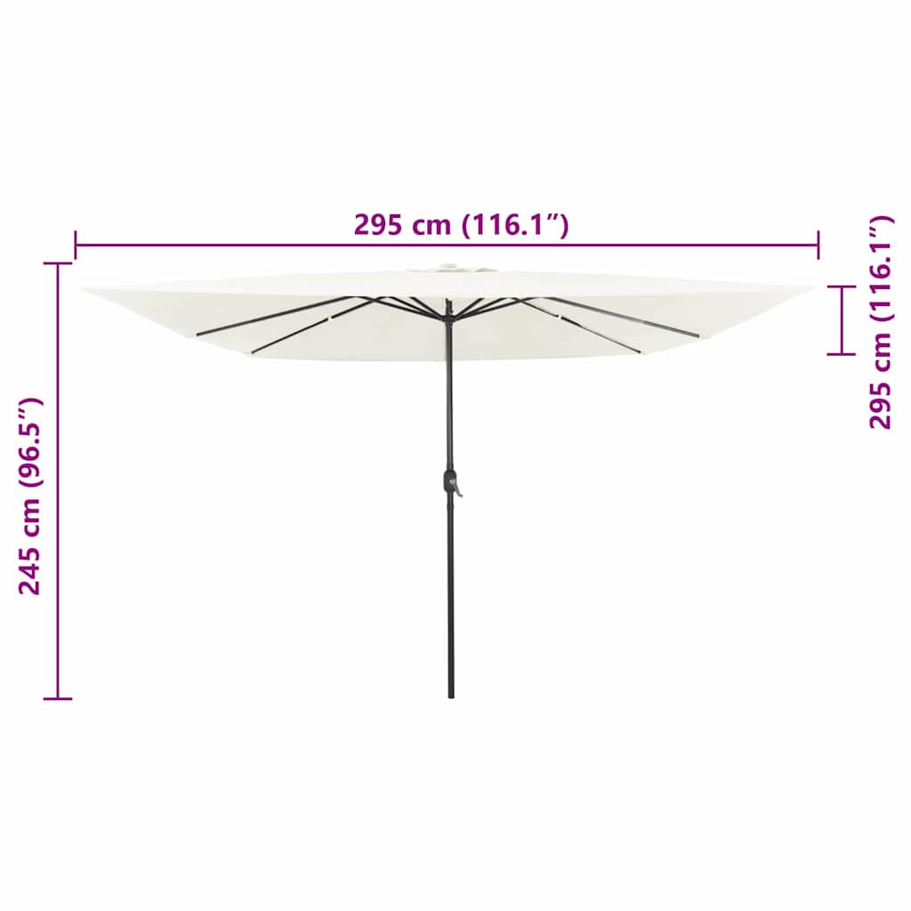 Kvadratinis Sodo Skėtis su LED Šviesom 295x245 cm Smėlio Baltas
