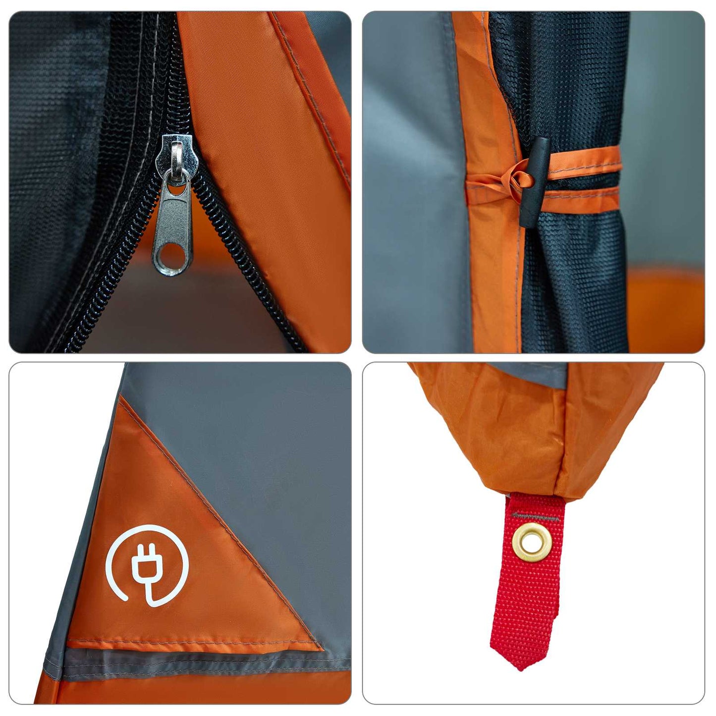 Kempingo Palapinių Komplektas su stogu 2 pcs Pilka ir oranžinė