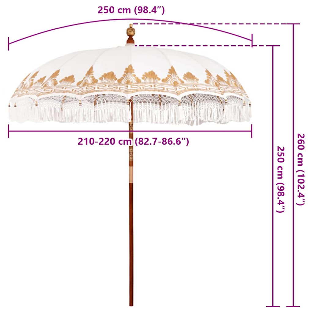 Balinės skėtis Kreminė 215 x 215 x 260 cm