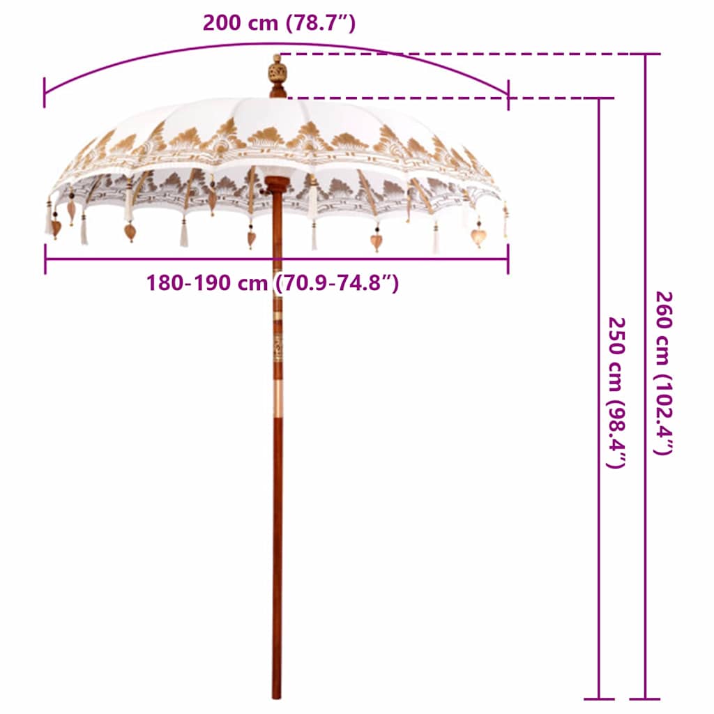 Balinės skėtis Kreminė 185 x 185 x 260 cm