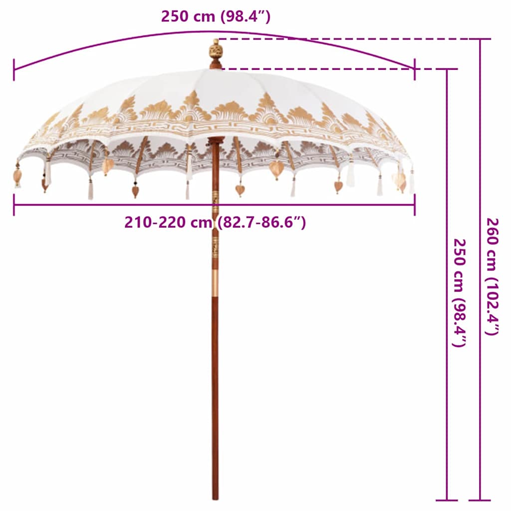 Balinės skėtis Kreminė 215 x 215 x 260 cm