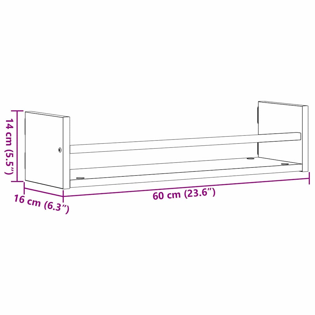 Sieninė lentyna su lentyna 2 pcs Sena mediena 60 x 16 x 14 cm