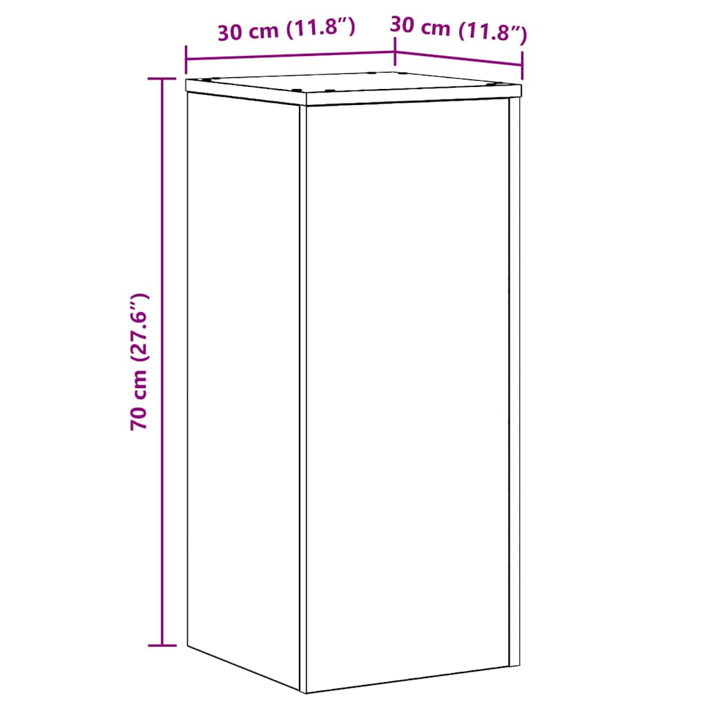 Augalų stovas 2 pcs juoda ąžuolo 30 x 30 x 70 cm