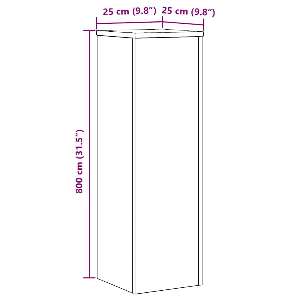 Augalų stovas 2 pcs juoda ąžuolo 25 x 25 x 80 cm