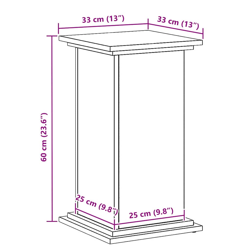 Augalų stovas juoda ąžuolo 33 x 33 x 60 cm Apdirbta mediena