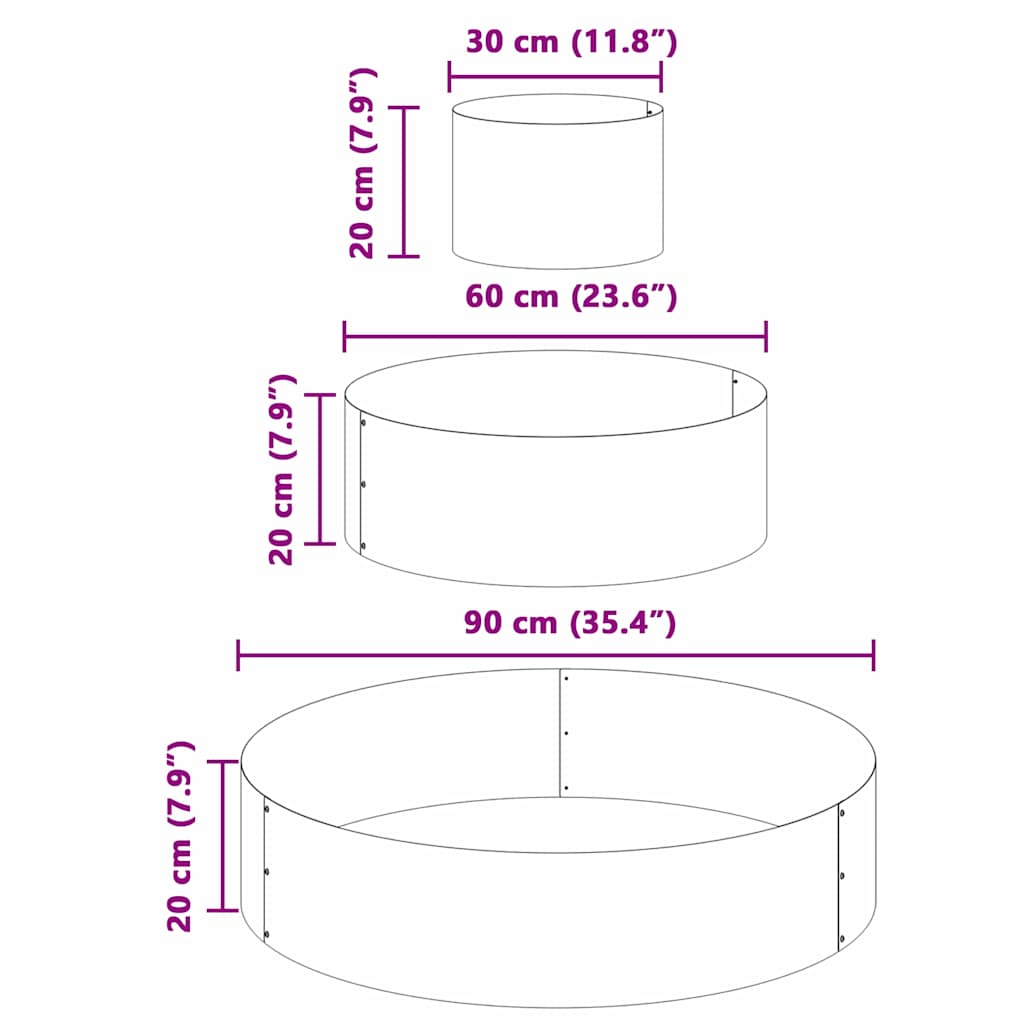 Sodo vazonas Juoda 90 x 90 x 20 cm Šaltai valcuotas plienas