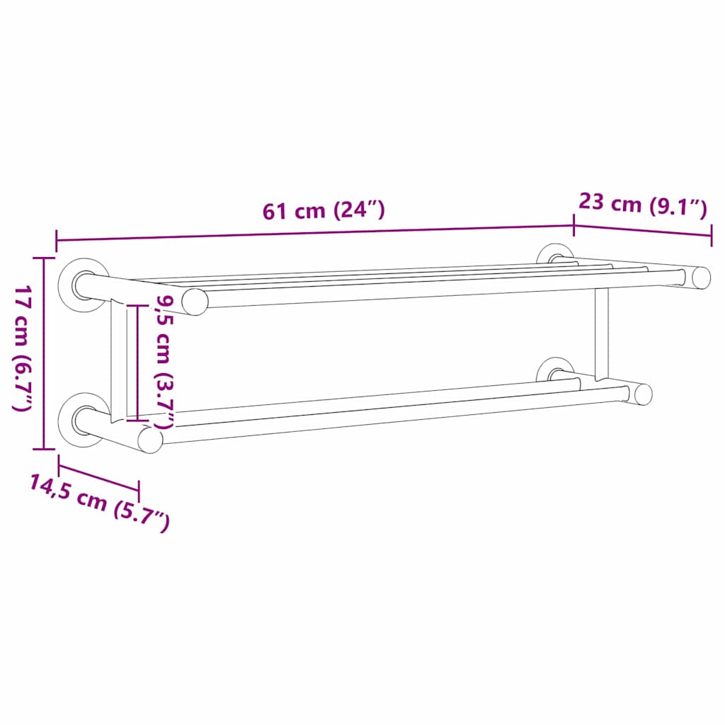Rankšluosčių stovas Juoda 61 x 23 x 17 cm Nerūdijantis plienas