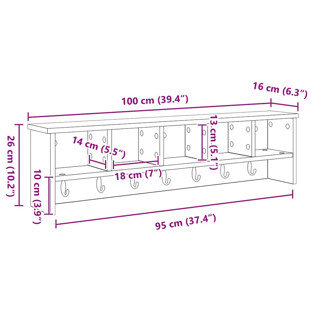 Prikabinamas paltas Balta 100 x 16 x 26 cm Apdirbta mediena