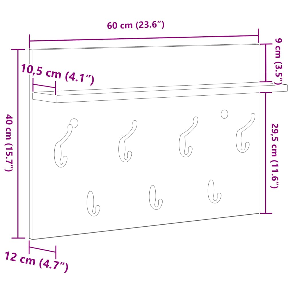 Prikabinamas paltas su lentyna Betono pilka 60 x 40 x 12 cm