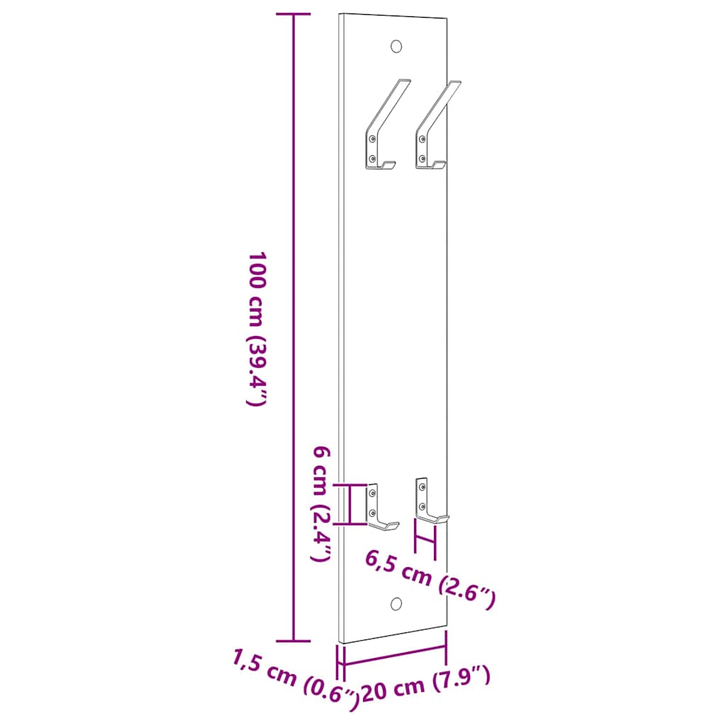 Prikabinamas paltas su saugykla Betono pilka 20 x 1.5 x 100 cm
