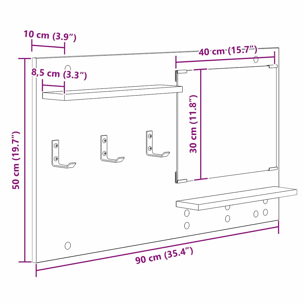 Prikabinamas paltas Balta 90 x 10 x 50 cm Apdirbta mediena