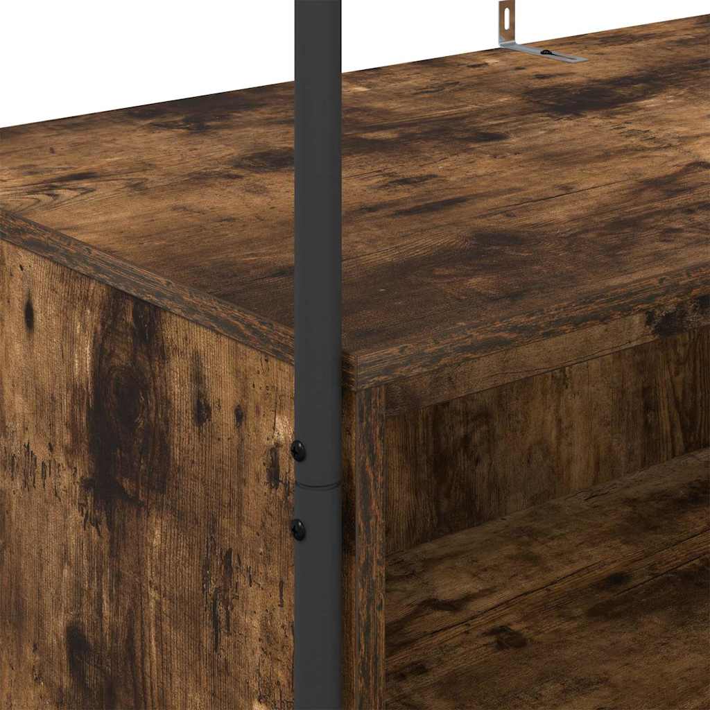 drabužių stelažas su lentynomis rūkytame ąžuole 100x44x160 cm