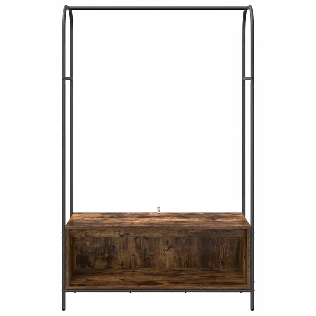 drabužių stelažas su lentynomis rūkytame ąžuole 100x44x160 cm