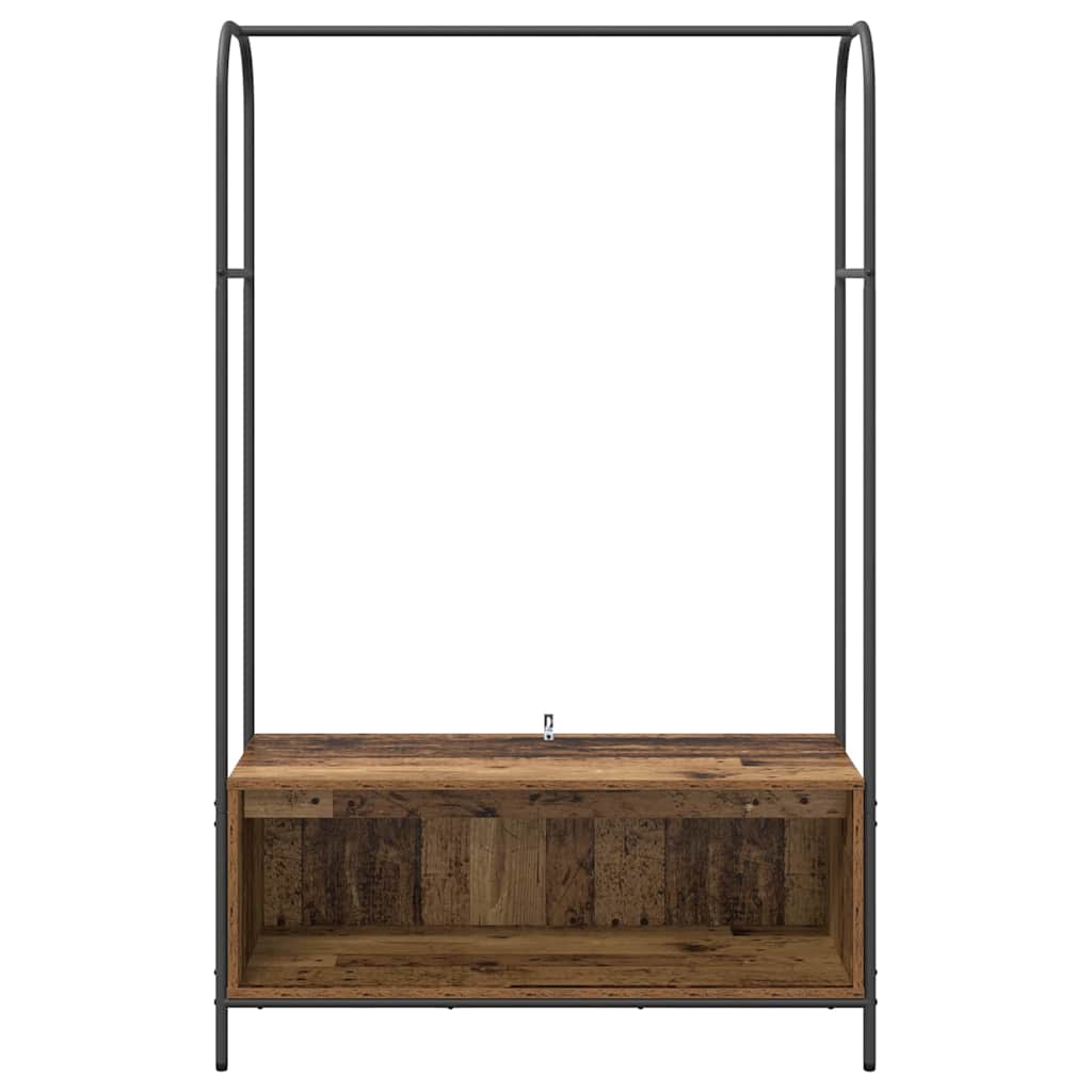 drabužių stovas su lentynomis sena mediena 100x44x160 cm